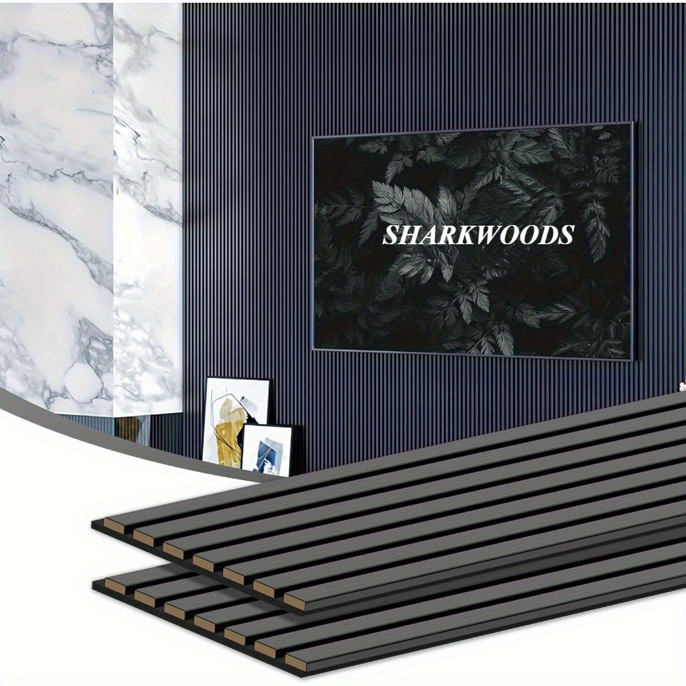 

2pcs Sharkwoods 3d Fluted Acoustic Wood Panels, 94.5"x11" - Veneer Wall & Ceiling Soundproof Strips, Decorative Interior Wall Panels Wood For Decor