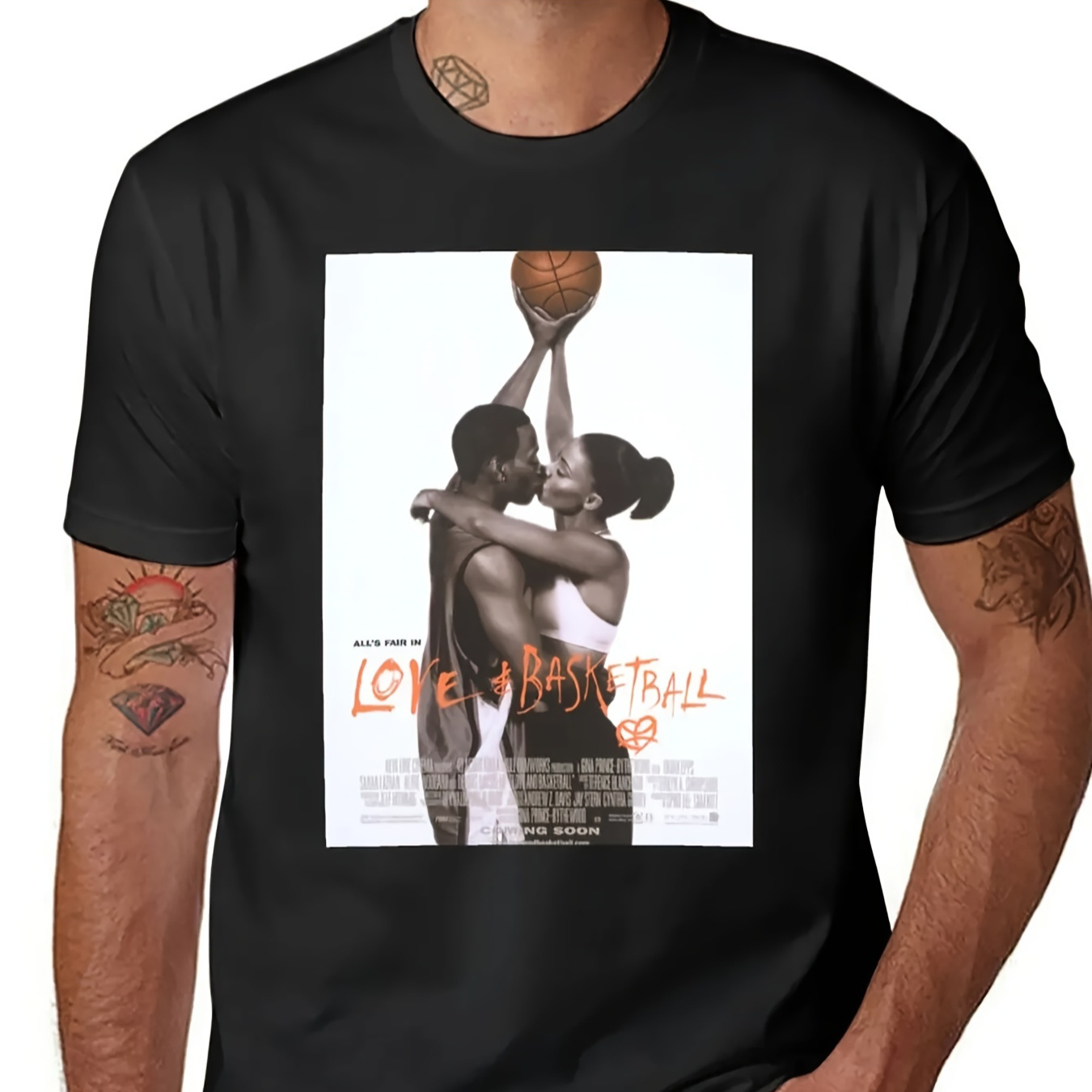 

T-shirt Men's Clothing Love & Basketball Movie Poster T-shirt, , Style, Graphic T-shirt 2024 Fun T-shirt 180g