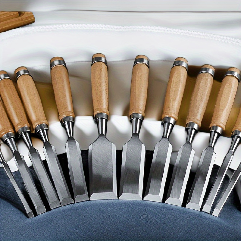 

12-piece Wood Carving Set, Professional Woodworking Tools, Comfortable Handle, Manual Carving Knives, Basic Detail Engraving Woodworking Gouges, Steel Blade Material