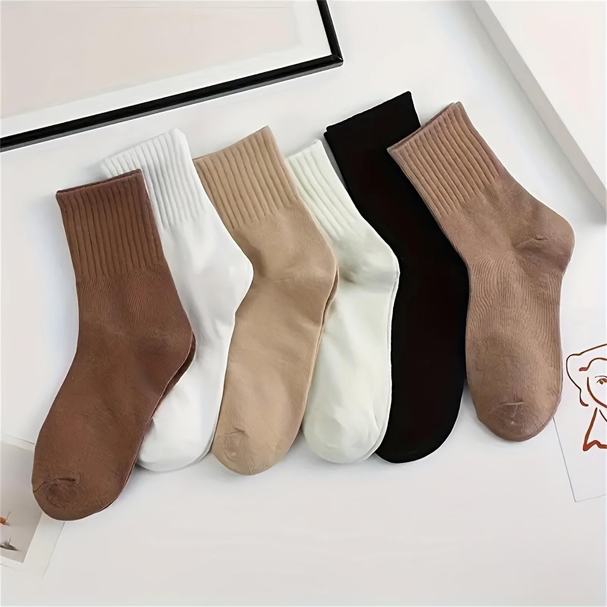 

6 Pairs Of Super Soft Breathable Cotton Socks, Fashion Simple And Comfortable Mid-tube Socks, Deodorant, Solid Color, Moisture Absorption, Sweat, With A Of Shoes Socks, Soft And For Men And Women