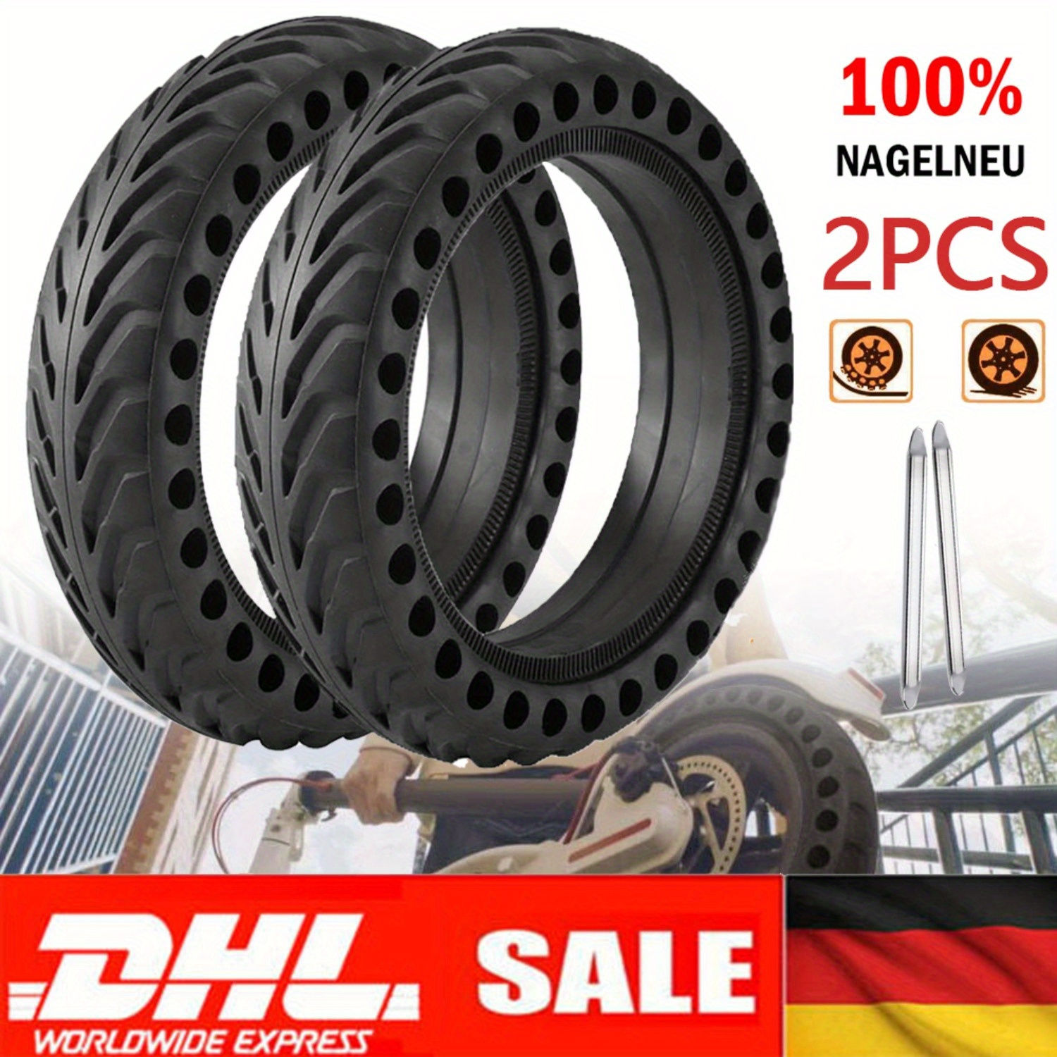 

2pcs Electric Scooter Tires 8.5 Inches Honeycomb Wheels For Xiaomi M365