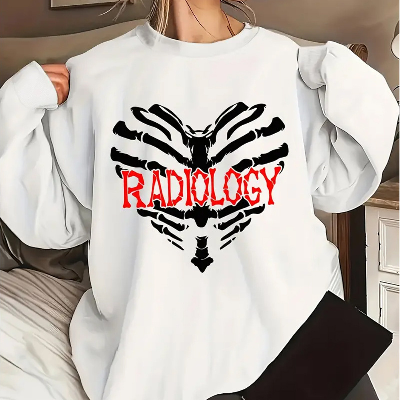 

Women's Radiology Sweatshirt - Casual Crew Neck Long Sleeve Pullover - 100% Polyester Knit Fabric - Geometric Pattern - Comfortable Fall/winter Apparel