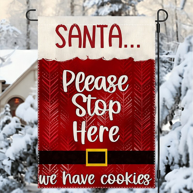 

Santa We Have Cookies Double-sided Polyester Garden Flag - 12x18 Inch, Weather-resistant, Multipurpose, No Pole Needed