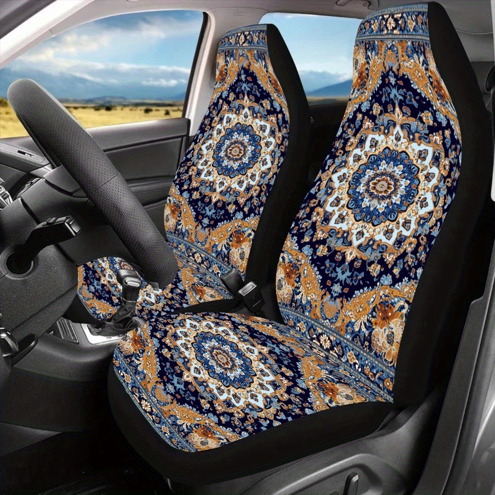 Bright Persian Ethnic Aztec Boho Chic Bohemian Pattern Car Seat Covers Pair, 2 Front Seat Covers, Car Seat Protector, Car outlet Accessory