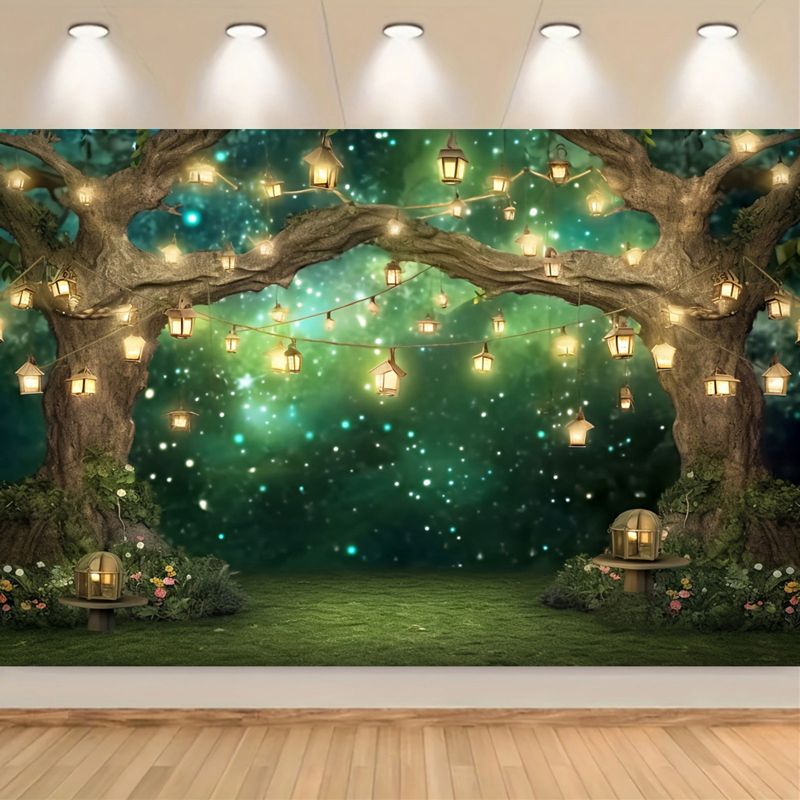 

1pc Polyester Party Banner Tapestry With Fairy Garden Wonderland Butterfly Woodland Party Photo Backdrop For Weddings, Festivals, And Celebrations