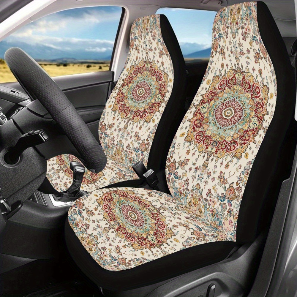 Cheapest Floral moon phase Car Seat Covers (1 pair), constellation astrology Style,universal seat covers, car seat upholstery, boho style, Car Decor