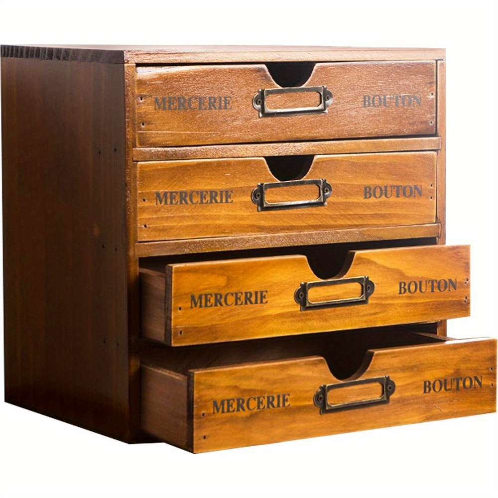 

4 Desk Organizer Desktop Drawer Aged Desk Organizer Box Desktop Decorative For & Office Supplies , &