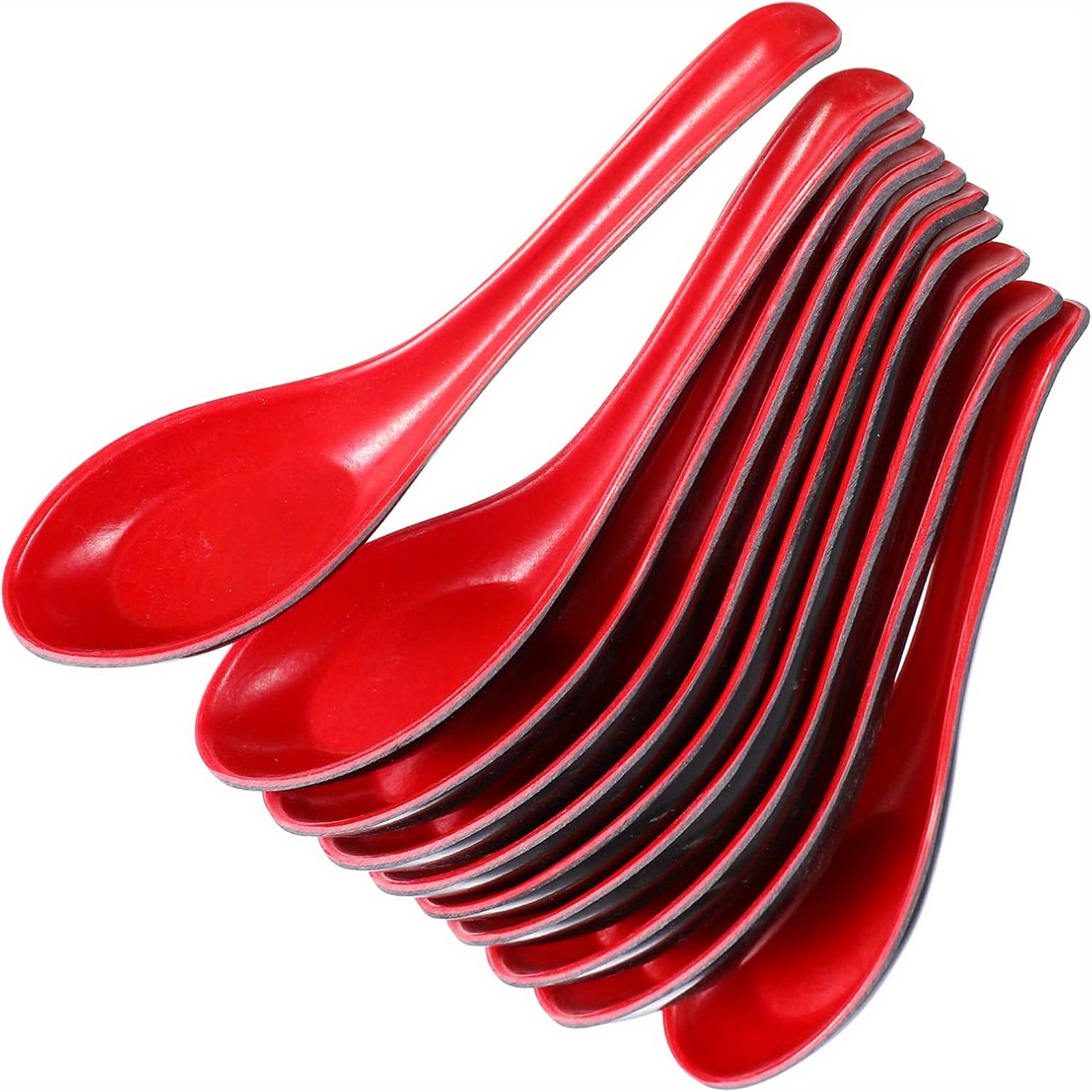 TEMU 30pcs , With Long Handle Red Black Vintage Large Spoons For Restaurants