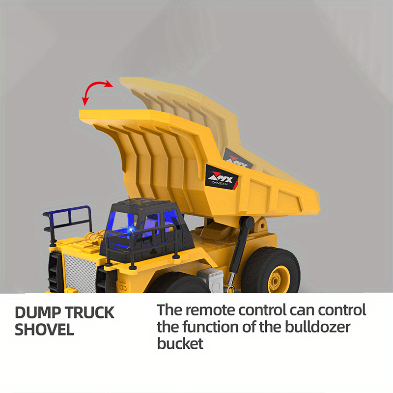 1:24 Scale Remote Control Dump Truck with Light-5 Channels, Rechargeable Battery, Perfect Gift for Birthday, Halloween and Christmas