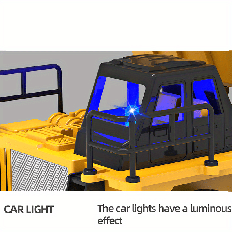 1:24 Scale Remote Control Dump Truck with Light-5 Channels, Rechargeable Battery, Perfect Gift for Birthday, Halloween and Christmas