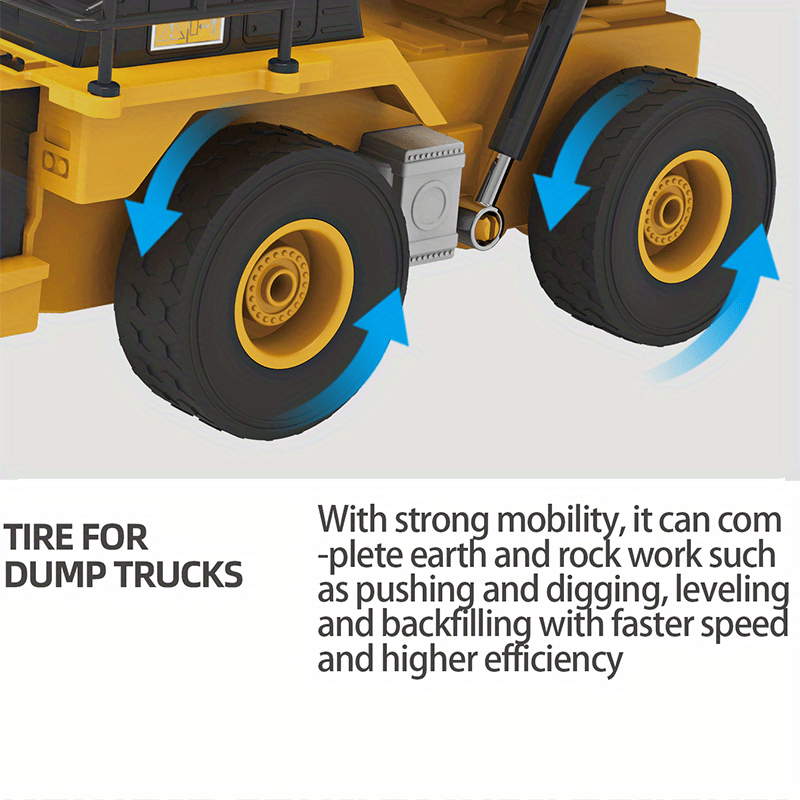 1:24 Scale Remote Control Dump Truck with Light-5 Channels, Rechargeable Battery, Perfect Gift for Birthday, Halloween and Christmas