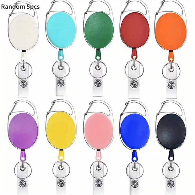 2d Random 5pcs Belt Rope Office Lanyard Clip Keychain Name Tag Holder Keyring Id Card Key Ring Cord Reel Pull Key Chain Badge