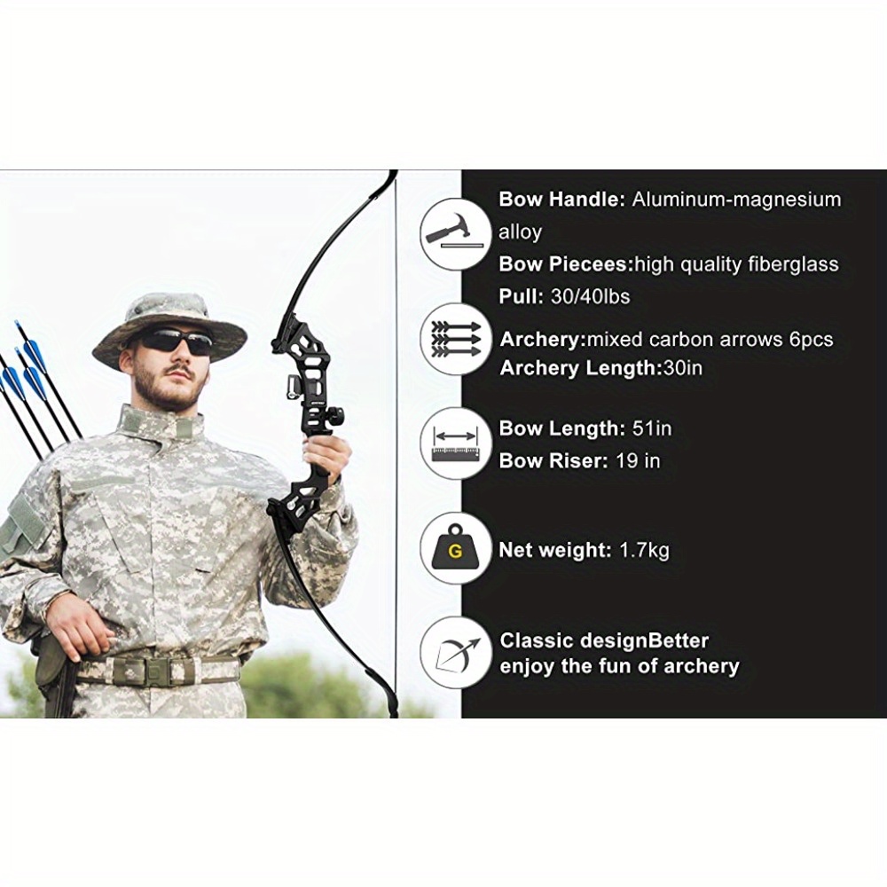 BZT Recurve Bow and Arrows for Adults 51