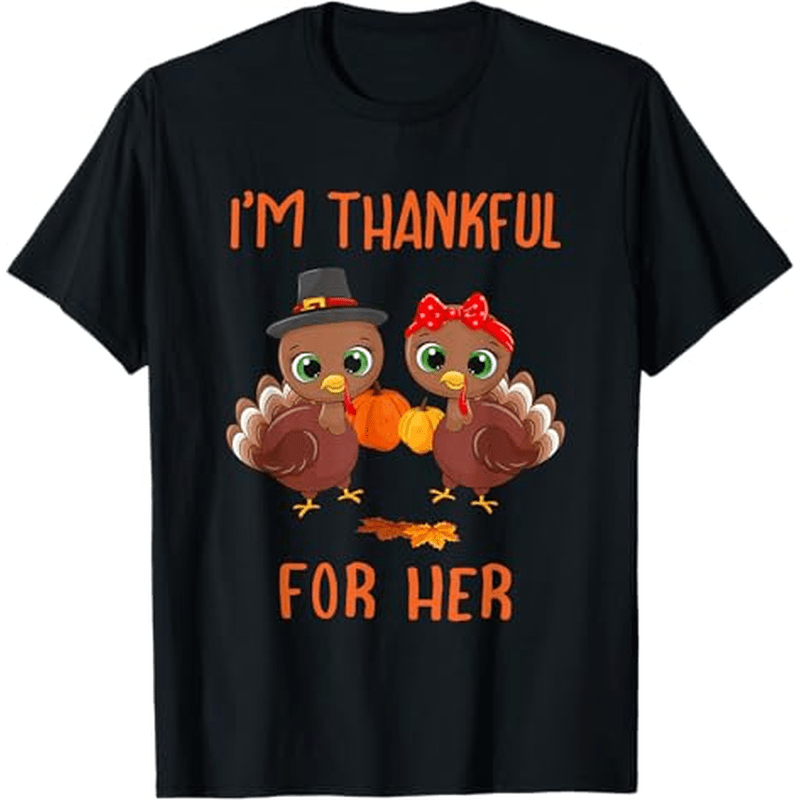 

For Her Funny Matching Him Her T-shirt, 100% Cotton, Thanksgiving Christmas Gift For Men Women Dad Mom Friends, S-xxxl, Black