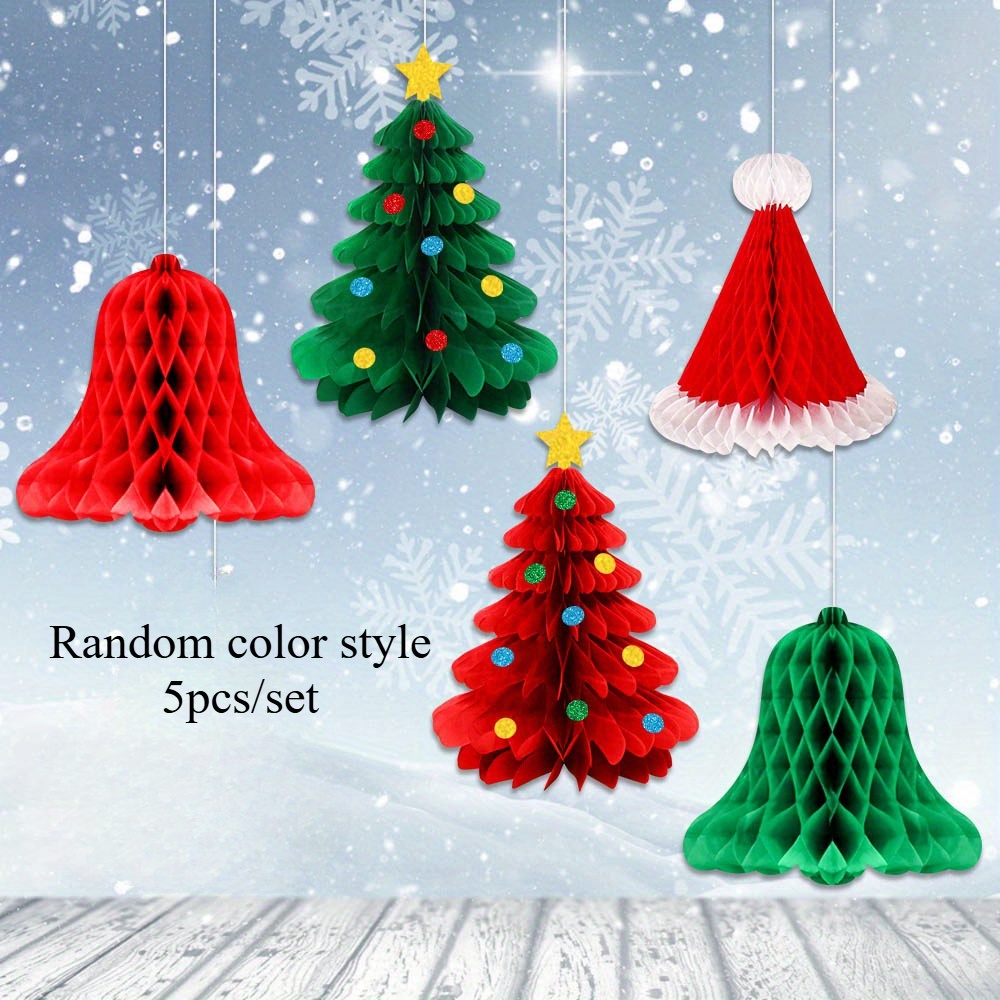 

5pcs Set 3d Christmas Ornaments - Decorations For & New , No Needed, Featherless