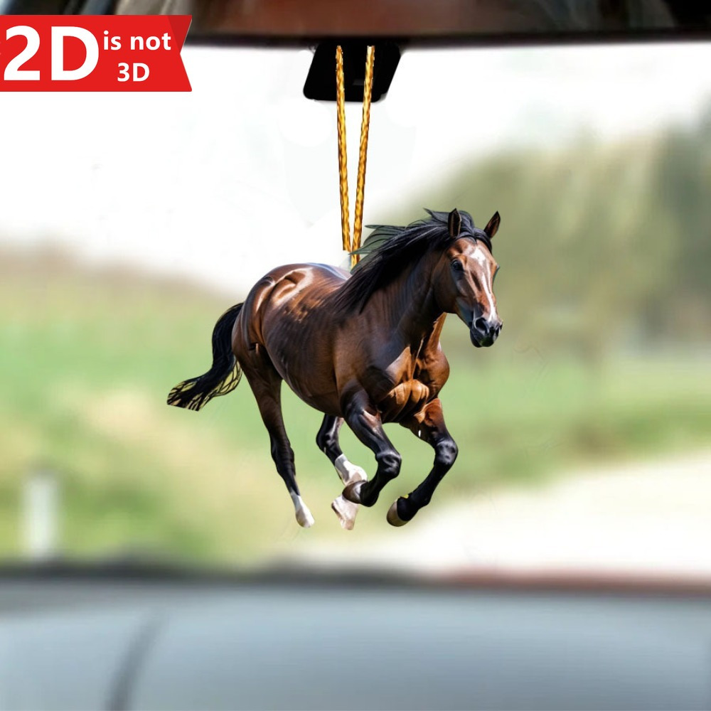 

1pc 2d Small And Powerful Horse Hanging Accessories, Suitable For Mirror Decoration, Christmas Tree Decoration, Gift Box Accessories, Used, For Graduation Season