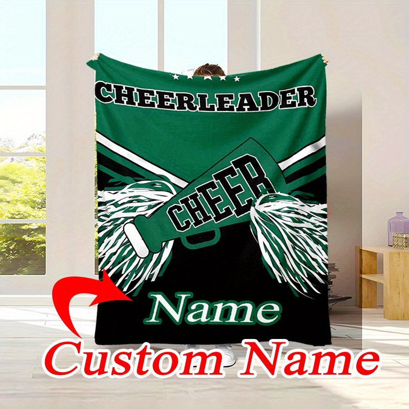 

Customized Name Cheerleading Green Theme Flannel Blanket Personality Warm Knit Suitable For Nap Camping Travel Christmas Decoration Suitable For