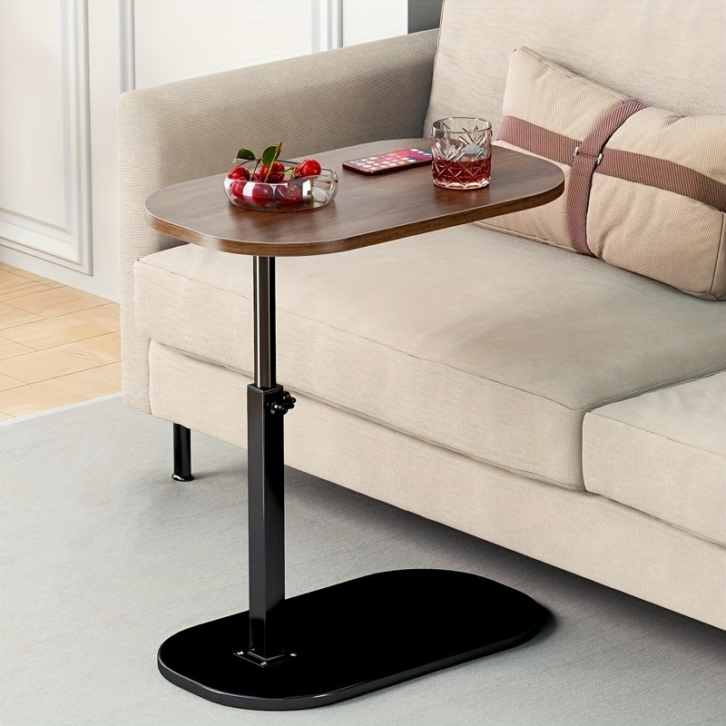 

Adjustable Side Sofa Table With - Space- Style Pedestal Base, Multipurpose Snack Table For Living Room, Bedroom, And Small