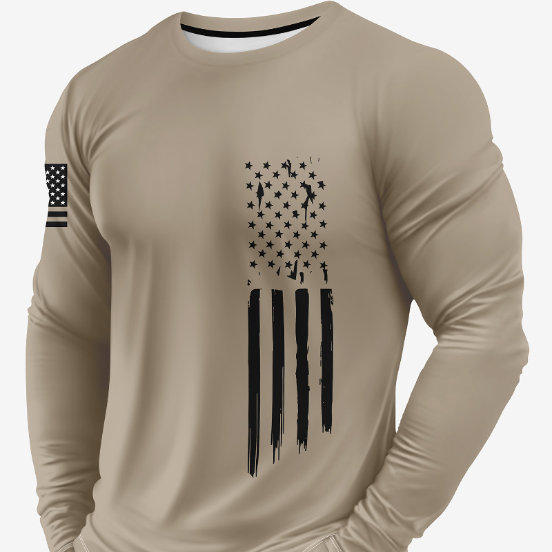 

Men' 3d Printed Long Sleeve T-shirt - Casual Crew Neck, Polyester , Machine Washable - Spring/fall