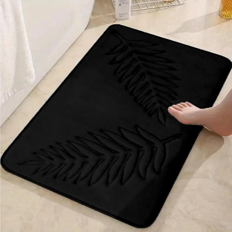 popular   1pc leaf embossed floor mat bathroom absorbent and non slip mat for bathroom living room bedroom kitchen   carpet details 3