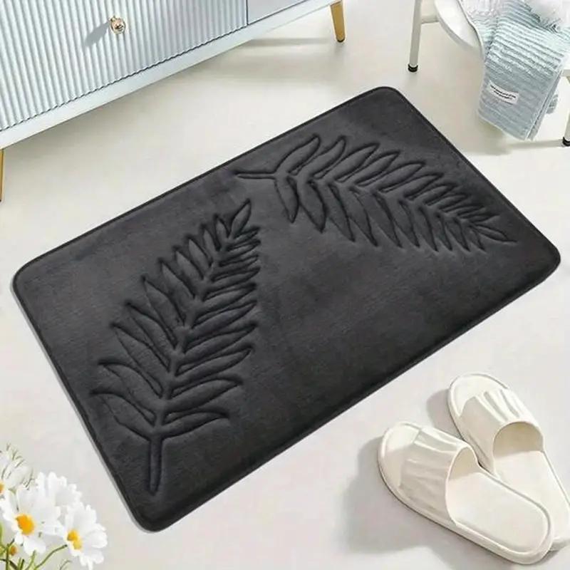 popular   1pc leaf embossed floor mat bathroom absorbent and non slip mat for bathroom living room bedroom kitchen   carpet details 7