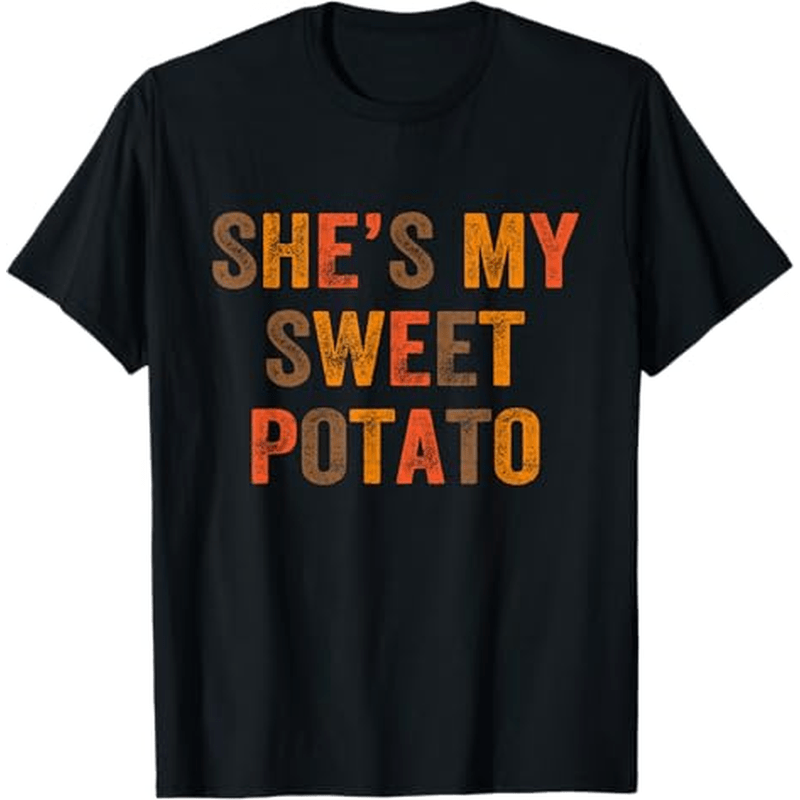 

Set Couples Thanksgiving Potato I Yam T-shirt, 100% Cotton, Halloween Thanksgiving Christmas Gift For Men Women Dad Mom Friends, S-xxxl, Black