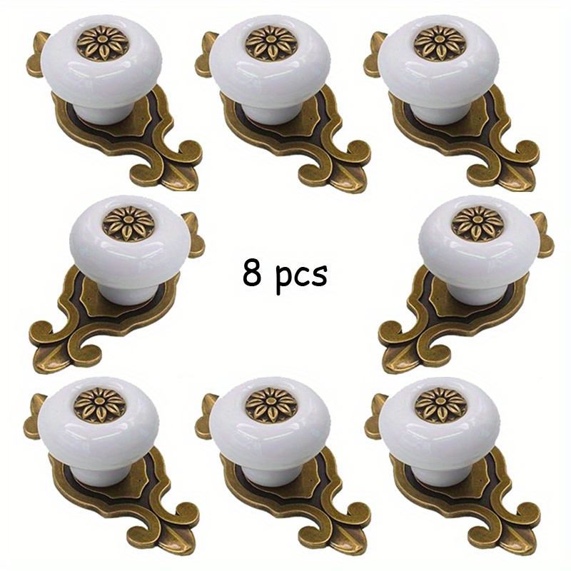 

8pcs Elegant Rose Ceramic Knobs, Single Hole Modern Furniture Handles, Stylish Cup Pulls For Cabinet, Cupboard, Drawer Application, Minimalist Home Decor Hardware