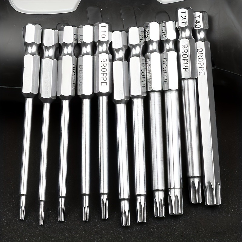 

11pcs Bit Set, S2 Alloy Steel, 75mm Length, T6-t40 , Mechanical & Diy Hex , For & Electrical