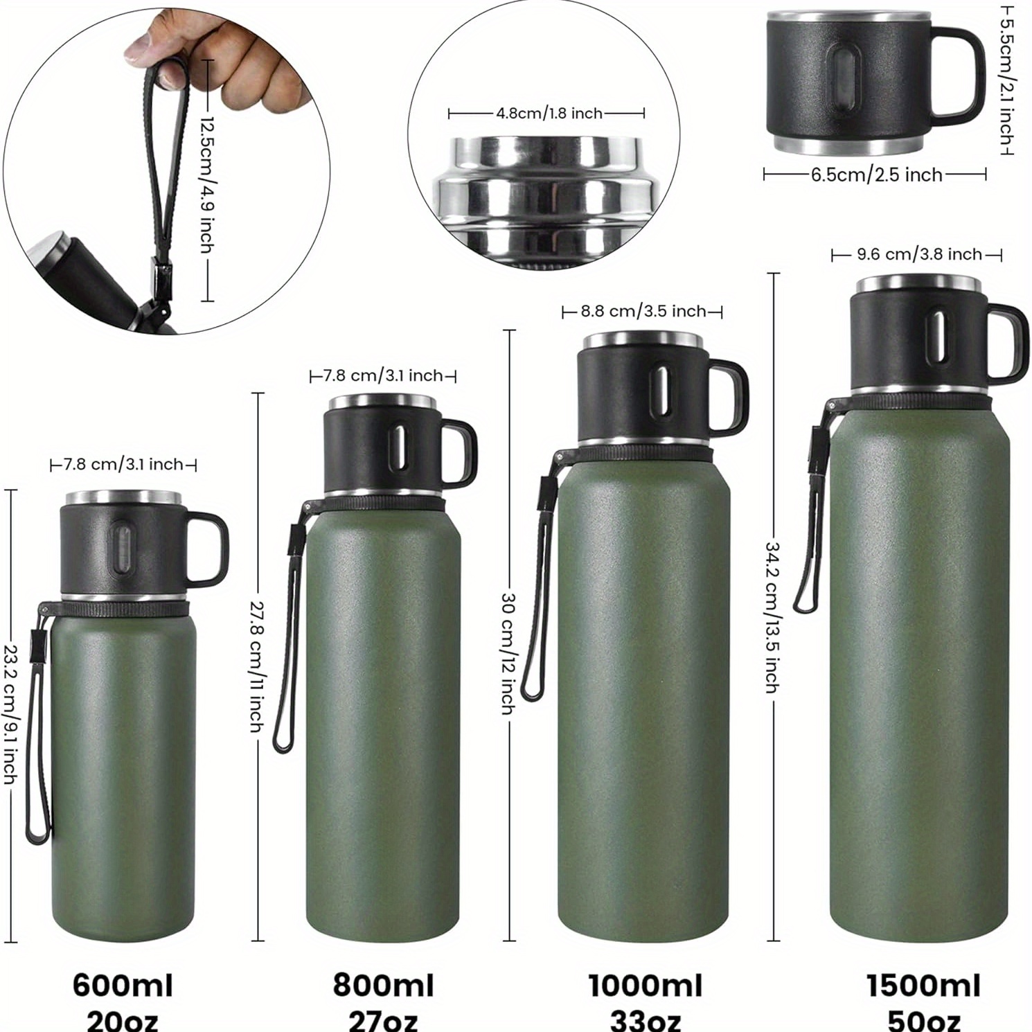 newest stainless steel insulated bottle with cup vacuum insulated   for hot and cold drinks 24 hour insulation for   travel outdoor activities