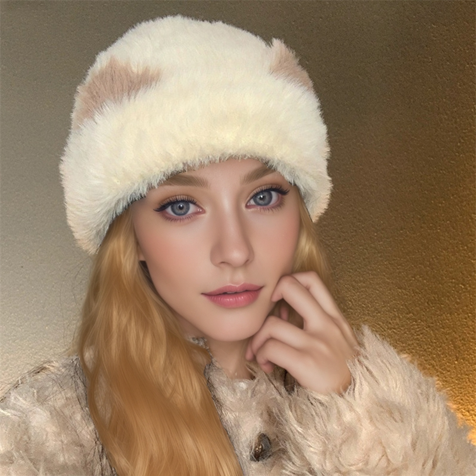 

Winter Knitted Beanie For Women - Fluffy Warm Skull Cap With Cute Ear Accents, Cotton , Packable, Hand Wash - Fashionable Style Cold Weather Hat