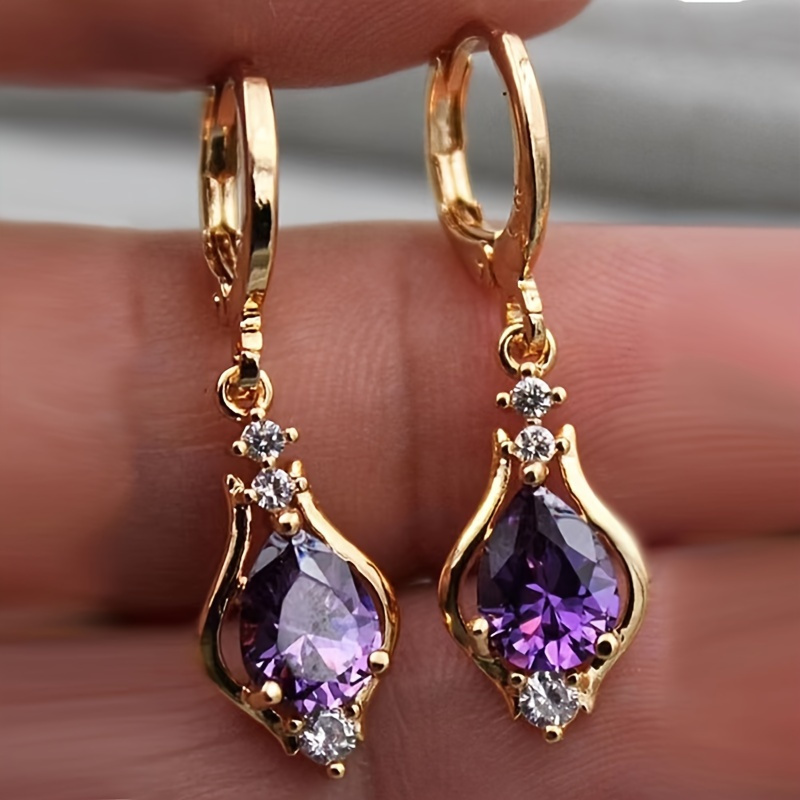 

3 Pairs Of Sparkling Zircon Teardrop Shaped Diamond Inlaid Earrings Suitable For In