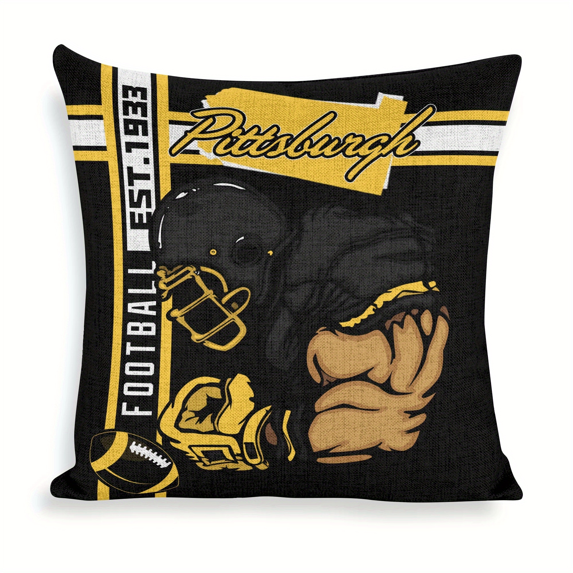 

Pittsburgh Football Dream: Soft & Cozy 18x18" Square Throw Pillow Cover - Polyester, Knit Fabric