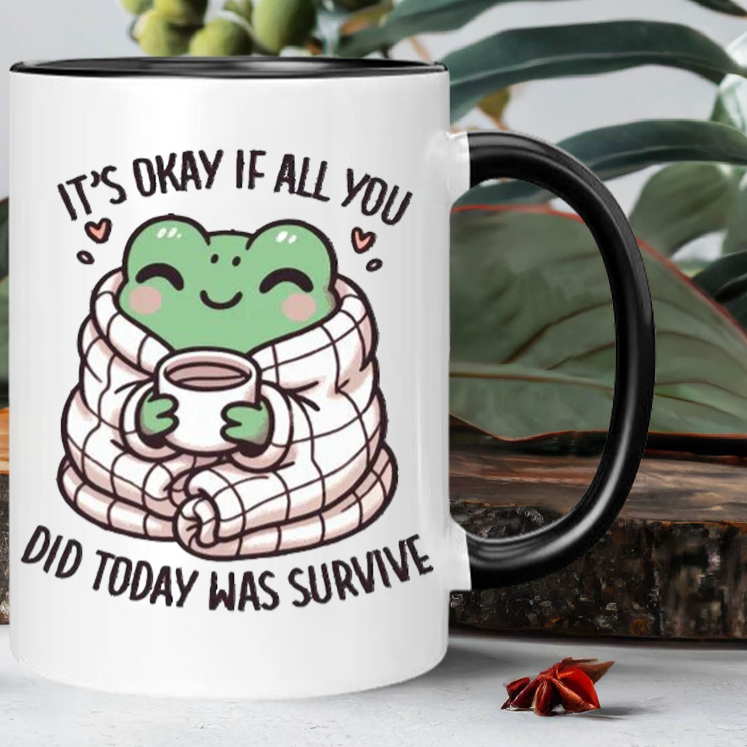 

Ceramic Frog Mug With Black Handle - Hand Wash Only Reusable Multipurpose Coffee/ With Inspirational Quote " If Did Today Was " - Ideal Enthusiasts And