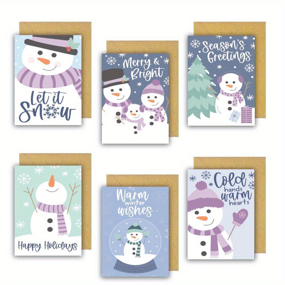 

24pcs, (6 , With 4 Cards), Christmas Cards With Envelopes, Holiday Cards, Funny Snowman Cards, Christmas Greeting Card Sets, Blank Cards, Thank You Cards, And Christmas Gifts For , Best For Christmas