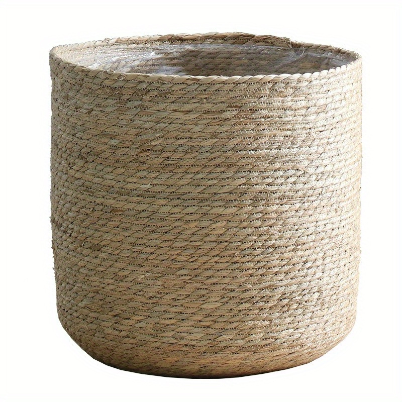 

-chic Large Round Seagrass Planter - Lightweight, Indoor/outdoor For