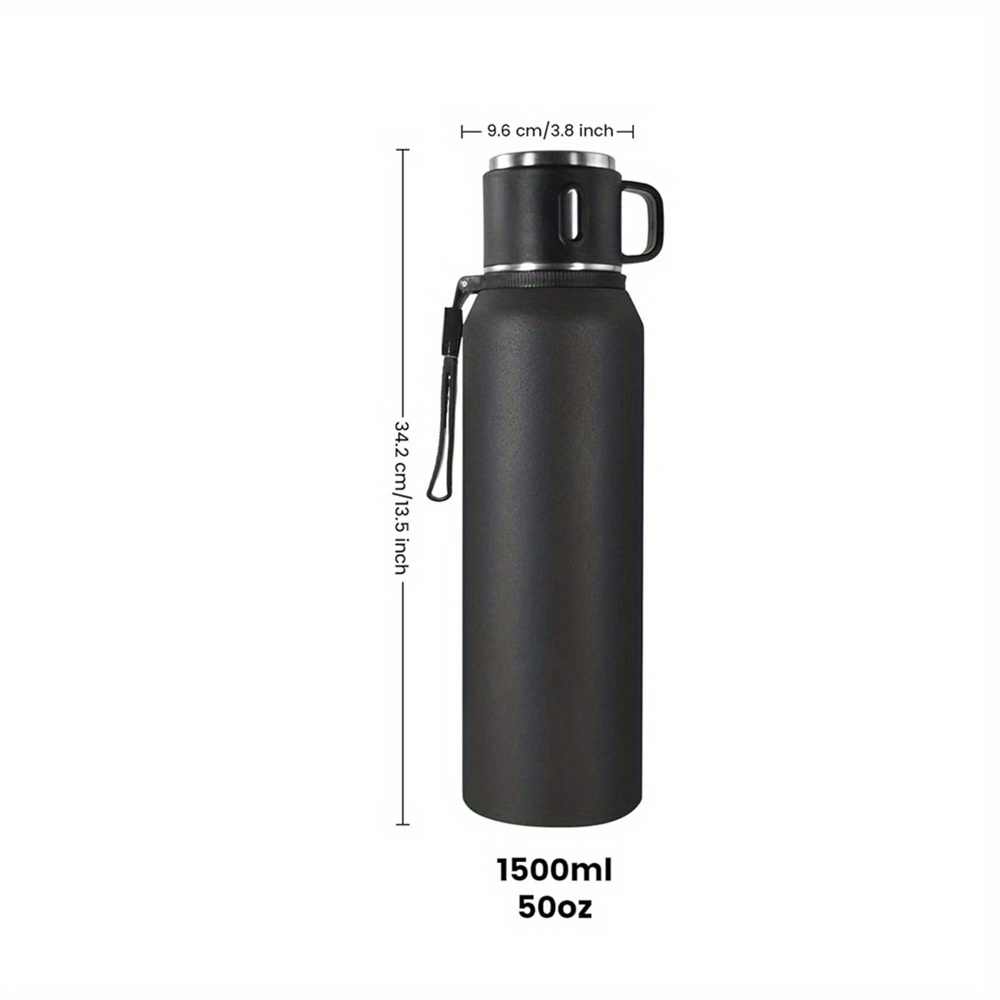 Image of Newest Stainless Steel Insulated Bottle With Cup – Vacuum Insulated For Hot And Cold Drinks, 24-hour Insulation For , Travel, Outdoor Activities