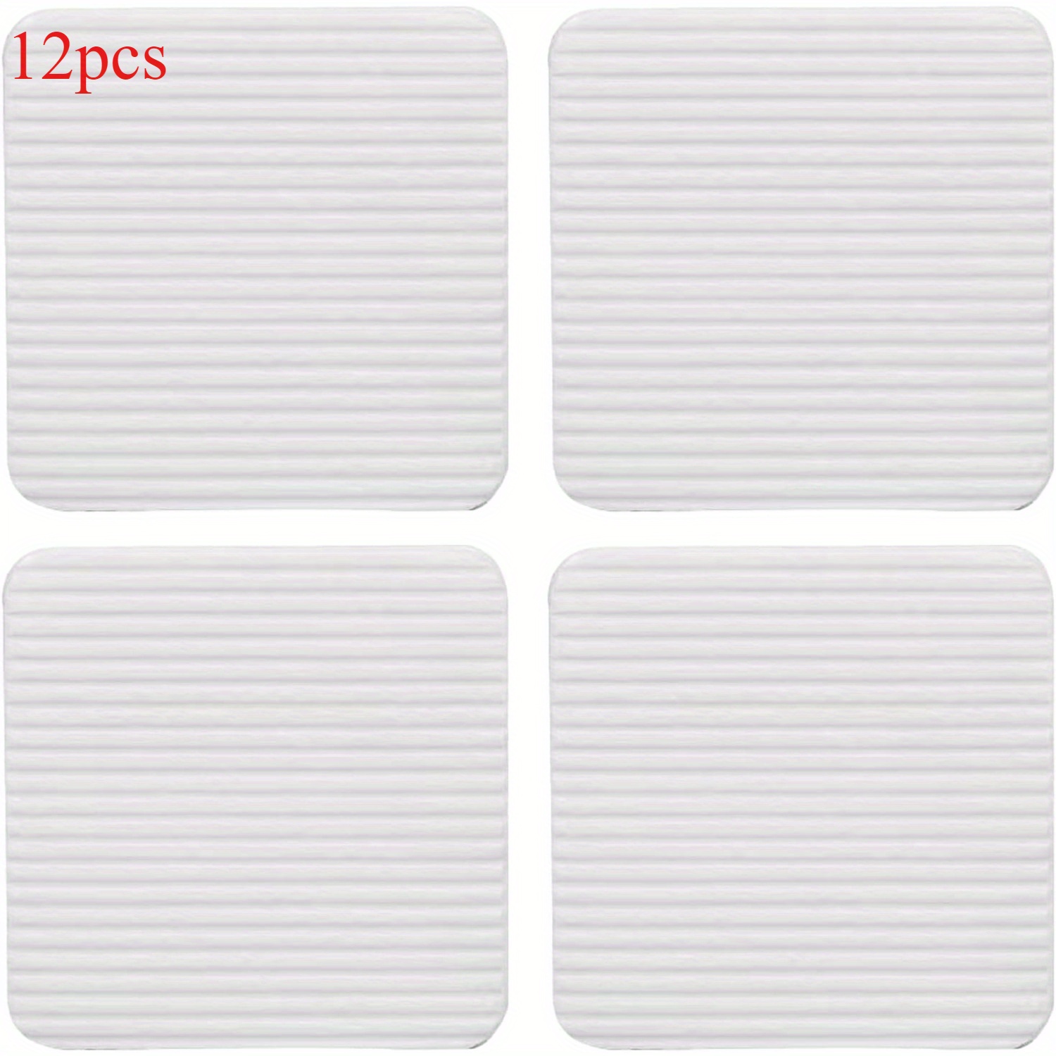 12-pack Non-slip Carpet Gripper Squares, Reusable Pc (polycarbonate) Anti-slip Rug Tape Pads For Hardwood & Laminate Floors, Indoor Use