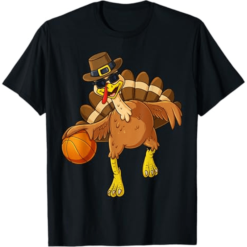 

Thanksgiving Turkey Basketball Player Girls T-shirt, 100% Cotton, Thanksgiving Christmas Gift For Men Women Dad Mom Friends, S-xxxl, Black