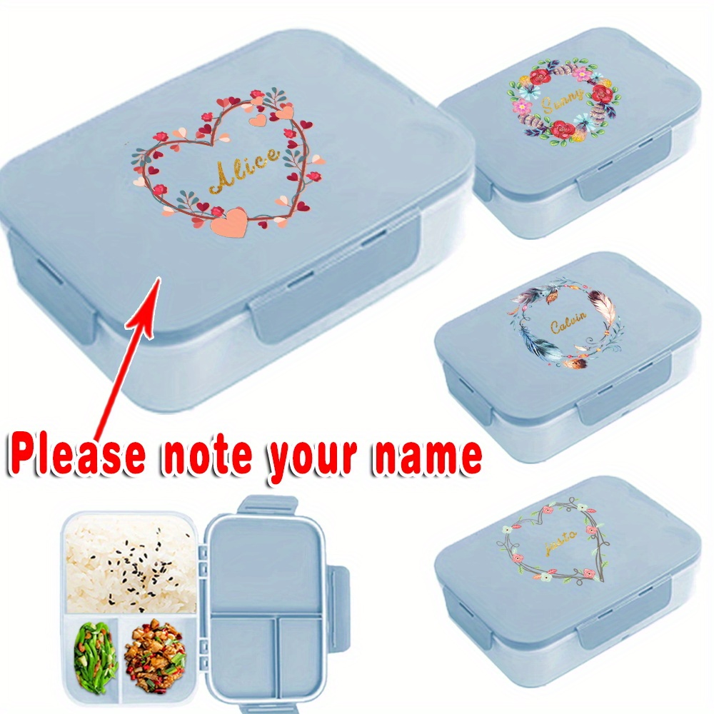 

Customized Name Travel Lunch Box Organizer With Lid Bento Case Container Leakproof Lunch Portable Storage Holder Personalized Diy Tableware Kitchen Meal Accessories For Camping Outdoors