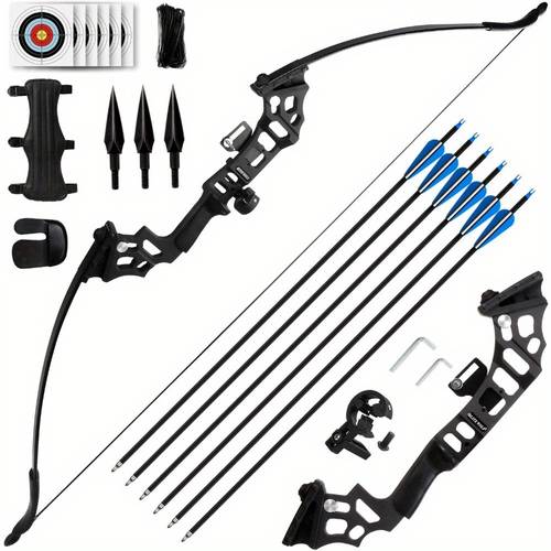 30 40 50lbs recurve bows archery set survival longbow with used for recurve bow practice outdoor hunting archery carbon arrows and and finger tab