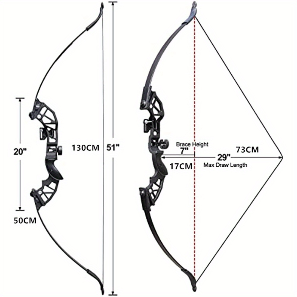 30/40/50LBS Arc Recurve Ensemble de Tir à l'Arc, Arc Long Survival Main Droite avec Utilisé pour la * de * à l'Arc Recurve Chasse