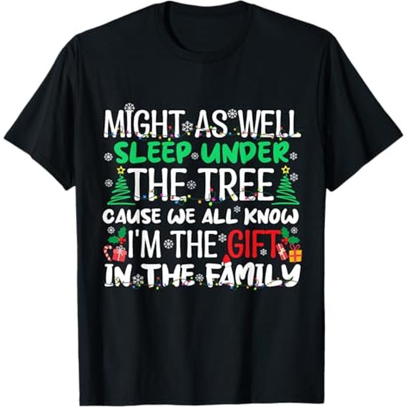 

Funny Christmas Sleep Under Tree Christmas T-shirt, 100% Cotton, Gift For Men Women Dad Mom Friends, S-xxxl, Black