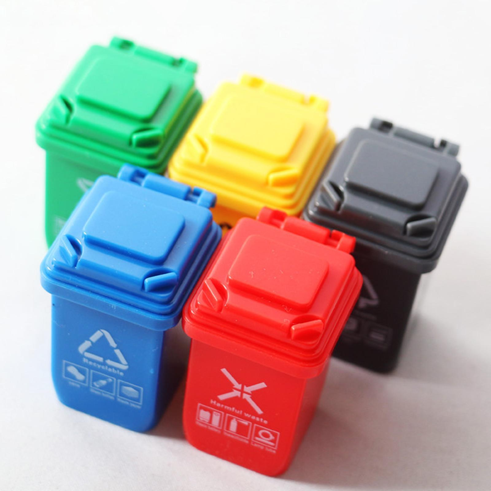 Mini Trash Can Open Lid Fairy Tale Garden Decoration