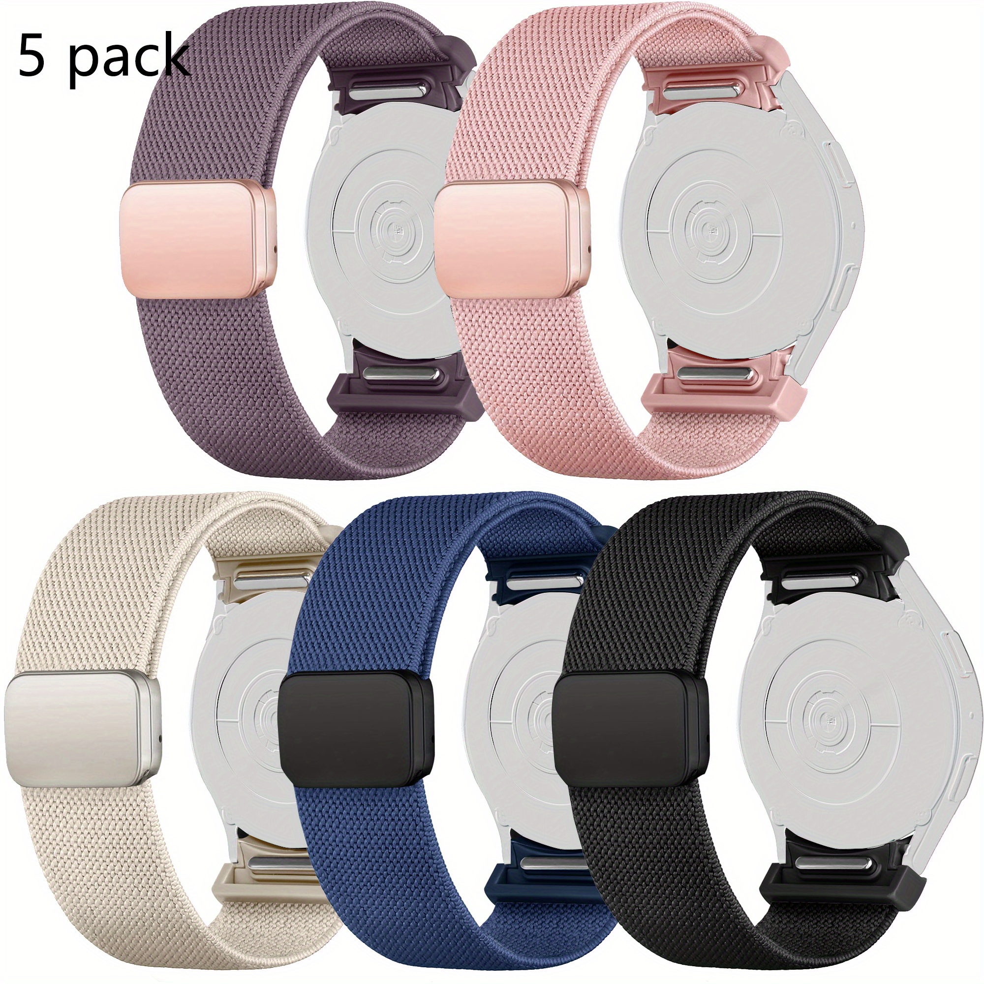 

5 Packs 20mm Compatible Band Fe/7 40 44mm/6 40 44mm/6 43 47mm/5 40 44mm 45mm/4 40 44mm 42 46mm, No Gap Stretchy Wristband