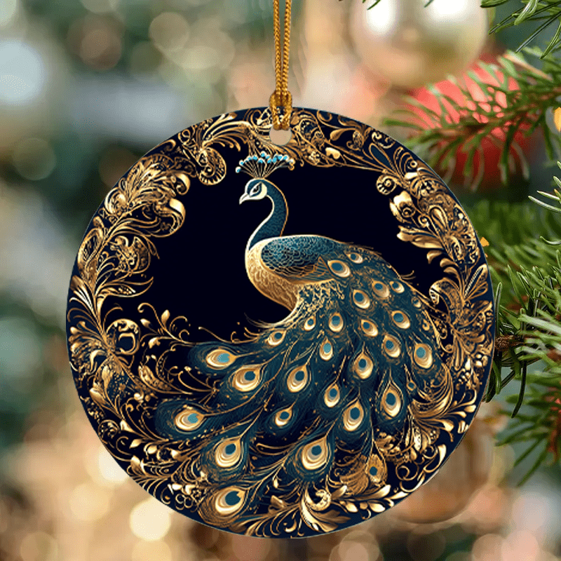 

Golden Acrylic Pendant - Festive 2d Hanging Ornament For Home & Party Decor, Christmas Tree &