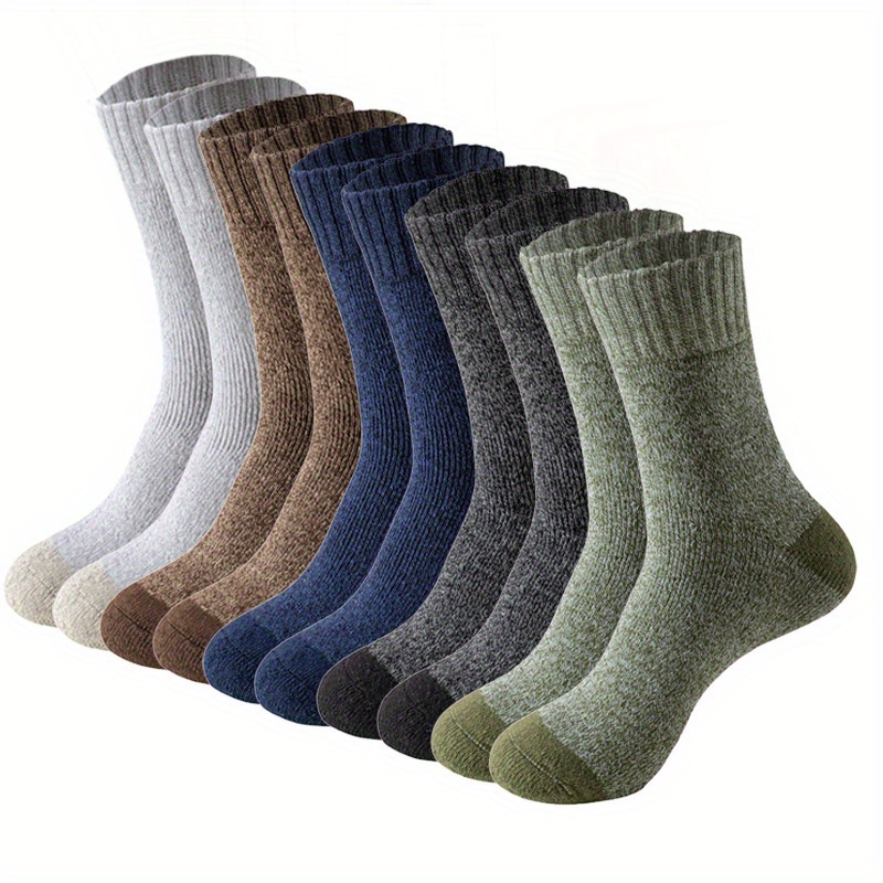 TEMU 5 Pairs Men's Winter Padded Thickened Warm Socks, Terry Socks Floor Socks Extra Hiking Socks, Cold Weather Warm Socks