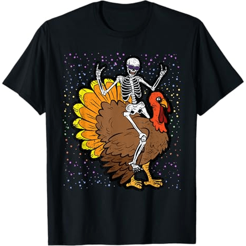 

Skeleton Riding Day Funny Fall , 100% Cotton, Halloween Thanksgiving Christmas Gift For Men Women Dad Mom Friends, S-xxxl, Black