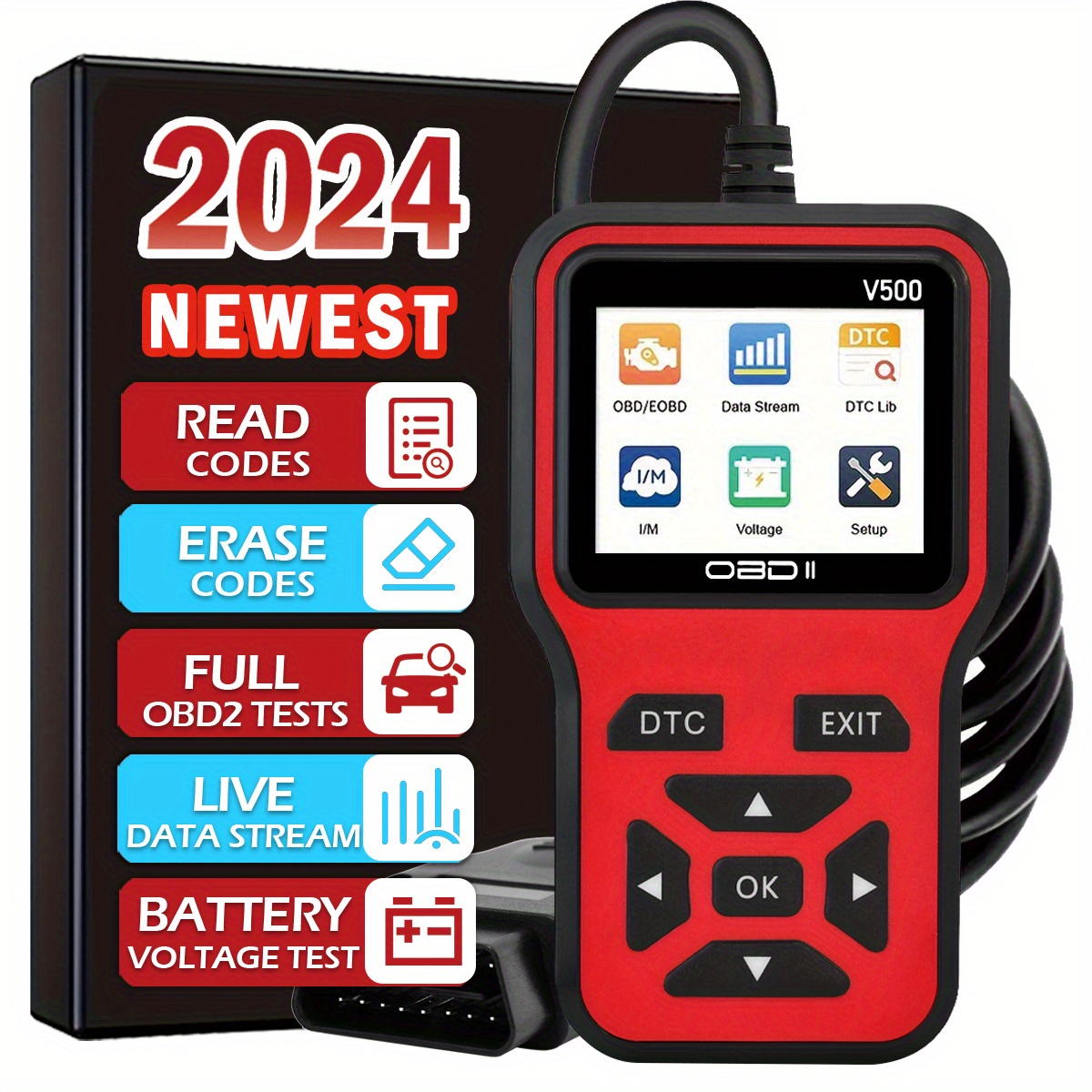 

Obd2 - Tool, Reader, Tester, Engine Fault , Charging Tester, Obdii , No Battery