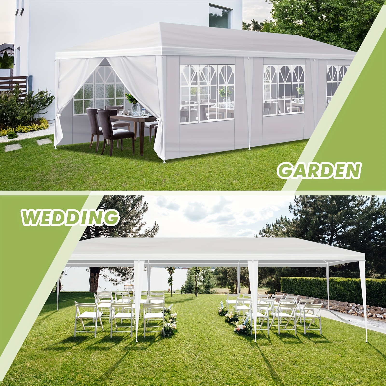 

10'x30' Outdoor Party Wedding Tent, Sunshade Shelter, Outdoor Gazebo With 8 Removable Upgraded Thicken Steel Tube