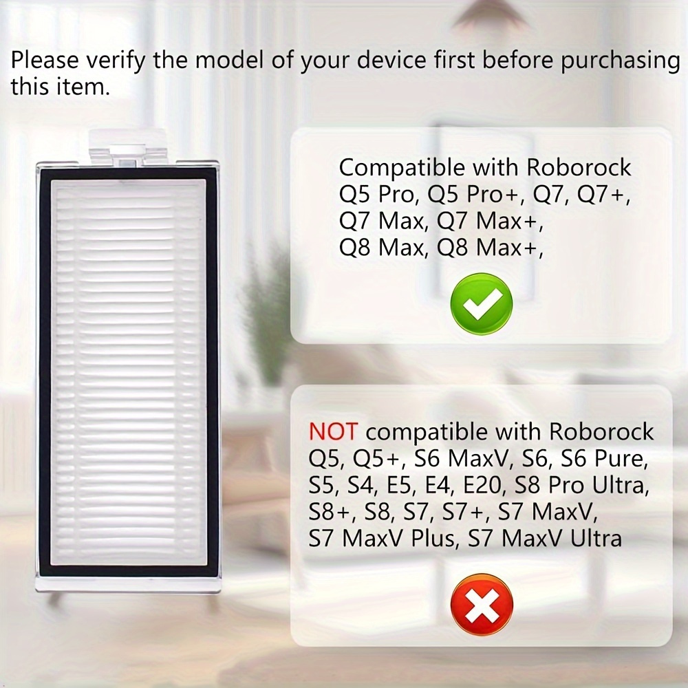 Confezione da 5 filtri HEPA di ricambio Q5 Max+ Ultra compatibili con Roborock Q5 Max+, Q5 Pro, Q5 Pro+, Q8 Max, Q8 Max+, Q7, Q7+, Q7 Max, Q7 Max+, Q5 Duoroller+ Robot